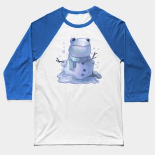 Painted Festive Frog in Snow Baseball T-Shirt